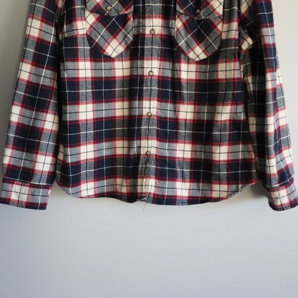Jachs Girlfriend Womens Sz XL Plaid Snap Button Flannel Comfy Fleece Sweater - Picture 9 of 12